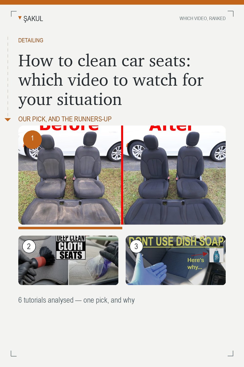 How to clean car seats: which video to watch for your situation